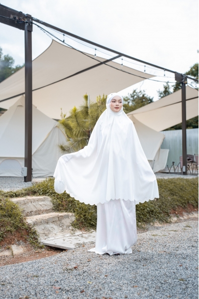 Telekung Elvina Cloud White 